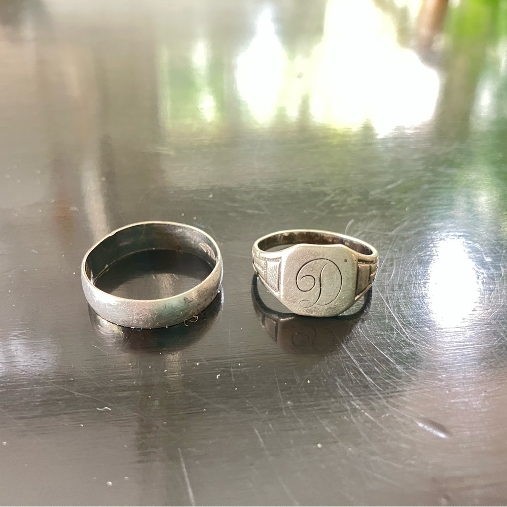 Silver Monogrammed Ring Set